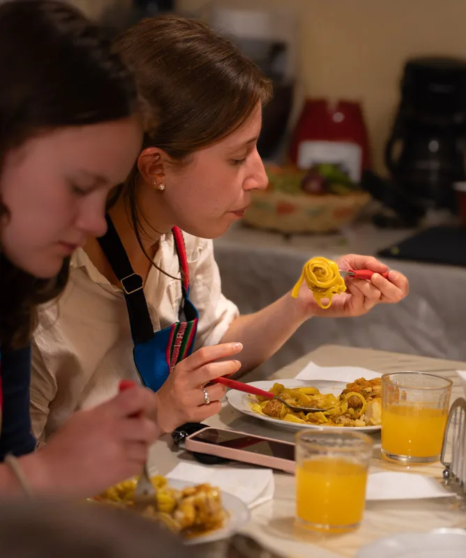 Eating the finished Bolivian meal together