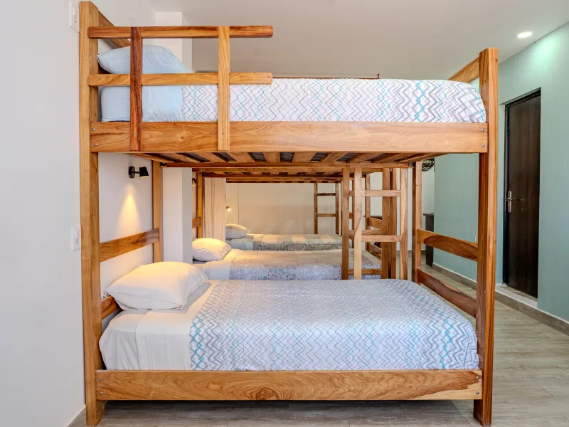 Six-bed dorm — bunks